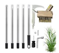 Arrancador de Maleza Set de cepillo manual en forma de L inoxidable para | Mango Ajustable para Deshierbar para Jardín, Patio Trasero, Césped, Terraza, Entrada, Grietas, Adoquines,