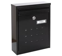 ARREGUI Buzón Exterior de Acero, Buzón de Correo Individual, Buzón de Pared Mediano, Agrupable, Fondo Estrecho, Fácil de Instalar, Negro, Tamaño M (DIN A4) - 32 x 25 x 8cm