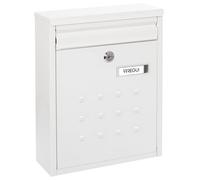ARREGUI Buzón Exterior de Acero, Buzón de Correo Individual, Buzón de Pared Mediano, Agrupable, Fondo Estrecho, Fácil de Instalar, Blanco, Tamaño M (DIN A4) - 32 x 25 x 8cm