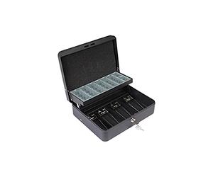 Arregui, Cashier Clip C9244-EUR Caja Caudales con Llave para Contar y Transportar Dinero, Caja de Seguridad de acero con bandeja organizador de Monedas y clips Billetes, Caja fuerte portatil, Negro