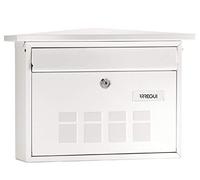 ARREGUI Deco E5701 Buzón Exterior de Acero, Tamaño M (Correo DIN A4 y Revistas), Buzón de Correo Mediano, Buzón de Pared de Fondo Estrecho, Antilluvia, Fácil de Instalar, Blanco
