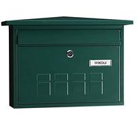 ARREGUI Deco E5703 Buzón Exterior de Acero, Tamaño M (Correo DIN A4 y Revistas), Buzón de Correo Mediano, Buzón de Pared de Fondo Estrecho, Antilluvia, Fácil de Instalar, Verde
