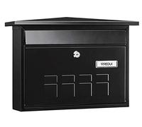 ARREGUI Deco E5704 Buzón Exterior de Acero, Tamaño M (Correo DIN A4 y Revistas), Buzón de Correo Mediano, Buzón de Pared de Fondo Estrecho, Antilluvia, Fácil de Instalar, Negro