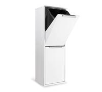 Arregui Ecoclas CR201-E Cubo de Basura y Reciclaje de Acero de 2 Compartimentos | 2x17L (34L) | Cubos de Basura de Cocina | Contenedores de Reciclaje para Casa u Oficina | blanco