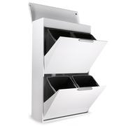 ARREGUI Ecoclas Plus Cubo de Basura y Reciclaje de Acero de 2 Compartimentos con Bandeja Superior | Cubos de Basura de Cocina | Contenedores de Reciclaje para Casa Blanco 4 x 17L