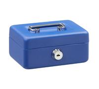 ARREGUI Elegant Caja Caudales con Llave para Contar y Transportar Dinero | Caja de Seguridad de acero con ranura | Caja fuerte portatil 12,5 cm de ancho Azul