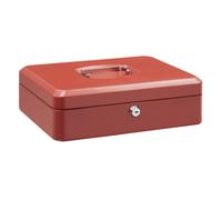 ARREGUI Elegant Caja Caudales con Llave para Contar y Transportar Dinero | Caja de Seguridad de acero con bandeja interior | Caja fuerte portatil Rojo 30cm