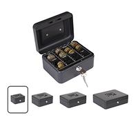 ARREGUI Elegant Cash C9614-EUR Caja Caudales con Llave para Contar y Transportar Dinero | Caja de Seguridad de acero con bandeja organizador de Monedas | Caja fuerte portatil 15 cm de ancho | Negro