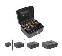 ARREGUI Elegant Cash C9624-EUR Caja Caudales con Llave para Contar y Transportar Dinero | Caja de Seguridad de acero con bandeja organizador de Monedas | Caja fuerte portatil 20 cm de ancho | Negro