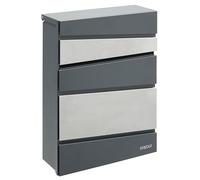 Arregui Buzón de pared Flysch E6925 - Acero/Inox Tamaño M, para DIN A4 y revistas, Antracita/INOX