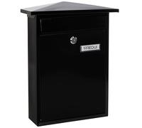 ARREGUI Home E5714 Buzón Exterior de Acero, Tamaño M (Correo DIN A4 y Revistas), Buzón de Correo Individual, Buzón de Pared de Fondo Estrecho, Antilluvia, Fácil de Instalar, Negro