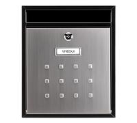 ARREGUI Mira Vertical V1305 | Buzón de Comunidad para Interior | Buzón de Correo Vertical para Portales | Cuerpo Acero Lacado Negro Puerta Acero Inox | Capacidad DIN A4 | Cerradura Seguridad EN 13724