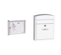 Arregui PAN42 Panel de Anuncios de Aluminio y metacrilato con Capacidad para 2 Hojas DIN A4 & Compact E5731 Buzón Individual de Acero, Blanco, Tamaño S (DIN A5) - 28.5 x 24 x 9.5 cm