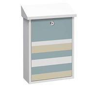 ARREGUI Premium E5601-STR Buzón Exterior de Acero con serigrafía decorativa "Lines", Tamaño M (Correo DIN A4 y Revistas), Buzón de Correo, Buzón de Pared, Antilluvia, Fácil de Instalar, Blanco