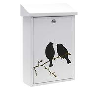 ARREGUI Premium Graphic E5601-BIR Buzón Exterior de Acero con Serigrafía Decorativa 'Birds', Tamaño M (Correo DIN A4 y Revistas), Antilluvia, Fácil de Instalar, Blanco