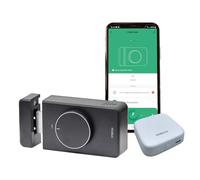 ARREGUI SPIN UP+BRIDGE Cerradura de seguridad Invisible para Puerta | Apertura Electrónica con App Móvil | Alarma 120 dB | Antirrobo | Control Remoto Compatible Google y Alexa | Instalación sin Cables