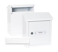 ARREGUI V4031 Pack Bocacartas + Buzón Recogecartas de Acero Para Puertas o Verjas en el Exterior, Buzón Exterior, Bocacartas de Boca 23x3 cm, Tamaño S (DIN A5), Fácil de Instalar, Blanco