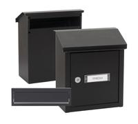 ARREGUI V4034 Pack Bocacartas + Buzón Recogecartas de Acero Para Puertas o Verjas en el Exterior, Buzón Exterior, Bocacartas de Boca 23x3 cm, Tamaño S (DIN A5), Fácil de Instalar, Negro Texturado