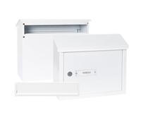 ARREGUI V4081 Pack Maxi Bocacartas + Buzón Recogecartas de Acero para Puertas o Verjas en Exterior, Buzón Exterior, Bocacartas de Boca 32,5x3 cm, Tamaño M (DIN A4 y Revista), Blanco