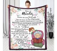 ARRITS Manta Sofa Manta para Mi Nieta De Abuela, Manta Personalizada De Lana Carta Manta De Franela Estímulo Positivo Y Amor Nieta (Español) Regalos Paranavidad Cumpleaños Graduación 130x150cm