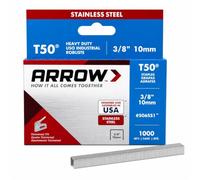 Arrow ARRT5038SS - Caja de grapas t50 5000 - acero inoxidable de 3/8 pulg
