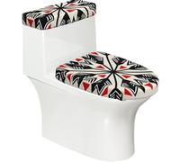 Arrow - Juego de tapa de inodoro elástica negra tribal y cubierta de tanque, decoración de baño elástica suave para decoración de baño ovalada en forma de U