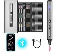 ARROWMAX Herramienta rotativa eléctrica inalámbrica, pluma de grabado con 36 bits, caja de aluminio, Bluetooth, aplicación, carga magnética inalámbrica, madera, vidrio, tallado (SGS MINI)