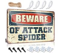Art Feminist - Letrero de estaño retro para pared, diseño de araña, 8 x 12 pulgadas, con texto en inglés "Beware Of Attack Spider", ideal para decoración de campistas (30 x 40 cm)