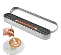 Art Pen - Bolígrafo decorativo para café, bolígrafo eléctrico, punta de acero inoxidable, mango de madera, herramienta de precisión con batería para capuchino