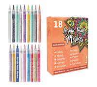 Art Pens Set, 18 Colors Fine Tip Painting Pen with Dotting Liner Brush, Long Lasting Coloring Tools, Creative Design Kit, Beauty Category for Girls Women Salon Home Holiday Events