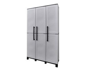 Art Plast Armario alto con estantes y portaescobas, 102 x 37 x 169 cm, Gris claro