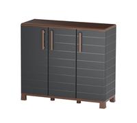 Art Plast - Armario bajo portaobjetos con 3 Puertas y 1 Estante, máximo de 20 kg, Interior y Exterior - Mueble portaobjetos Antracita