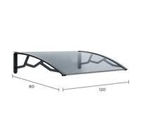 Art Plast Marquesina alveolar de policarbonato transparente de 4 mm con soportes gris oscuro, 80 x 120 cm