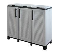 Art Plast ZA2818 Armario de Media Altura en Polipropileno de la Linea Eco, práctico para Aprovechar al Maximo el Espacio, L 1020 x P370 x H 900 mm, Gris, 3 CONTENITORI