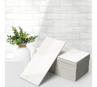 Art3d 102 piezas de azulejos de pared para salpicaduras de cocina, baño, chimenea, 3 x 6 pulgadas, azulejos de metro, color crema y blanco