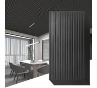 Art3d 12 piezas 3D paneles de pared PVC azulejos de techo diseño de listones decoración de la pared interior 120x60 cm (2x4 FT) decorativos azulejos de techo suspendido Negro 8,8 ㎡