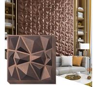 Art3d 12 piezas Paneles de pared 3D diamante 50 x 50 cm, PVC de alta rigidez, indeformable, reciclable, impermeable, resistente al calor, inodoro, cobre antiguo, 3㎡
