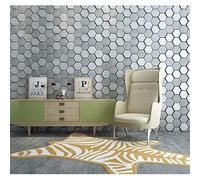 Art3d A12001H20-20 paneles decorativos de pared 3D de piel sintética, hexagonal plateado seda