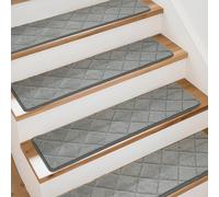 Art3d Alfombrillas para escalones, 20 x 76 cm, autoadhesivas, de seguridad, 15 unidades, ideal para niños, ancianos y mascotas, color gris jacquard