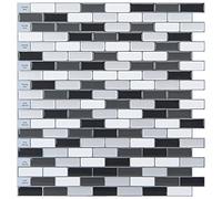 Art3d Azulejos de pared para salpicaduras de cocina/baño, 12 x 12 pulgadas, color gris y blanco (paquete de 6)