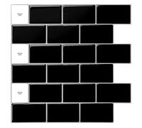 Art3d Baldosas Adhesivas 3D Ladrillo Negro Brillante