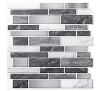 Art3d Baldosas Adhesivas Mosaico Mármol Negro Gris