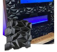 Art3d Panel de pared de PVC con diamante 3D dentado a juego, negro mate, para decoración interior residencial y comercial