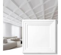 Art3d Paquete de 24 azulejos de techo de PVC impermeables de 24 x 24 pulgadas para decoración del hogar, panel de techo moderno 3D de 2 x 2 pies para rejilla suspendida, color blanco