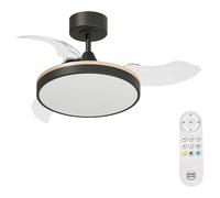 Arte confort Ventilador de techo Ginebra (Negro, 91 cm, 28 W, Blanco cálido)