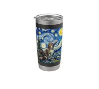 Arte de Ornitorrinco, noche estrellada, estilo Van Gogh Vaso térmico de acero inoxidable de doble pared