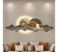 Arte de pared 3D de paisaje con luz LED, aplique mural chino creativo USB, escultura oriental tradicional para pasillo, oficina, dormitorio