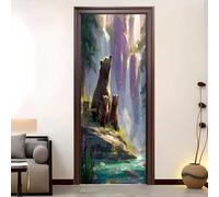 Arte Mural Etiqueta Carteles Pegatinas De Pared Diy 95x215 cm Anime Animales Oso Pardo Autoadhesivo Adhesivo Fotográfico Para Puerta o Pared, Verde Autoadhesivo Vinilos Para Puertas,
