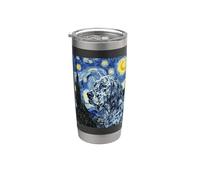 Arte nocturno estrellado de Van Gogh, perro setter inglés Vaso térmico de acero inoxidable de doble pared
