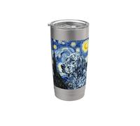 Arte nocturno estrellado de Van Gogh, perro setter inglés Vaso térmico de acero inoxidable de doble pared